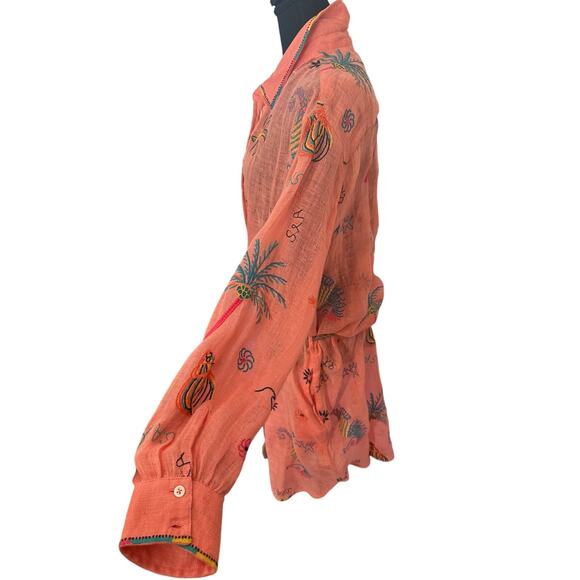 Scotch and Soda- Oversized Embroidered Orange Shirt Dress - Large - NWOT - Picture 6 of 11